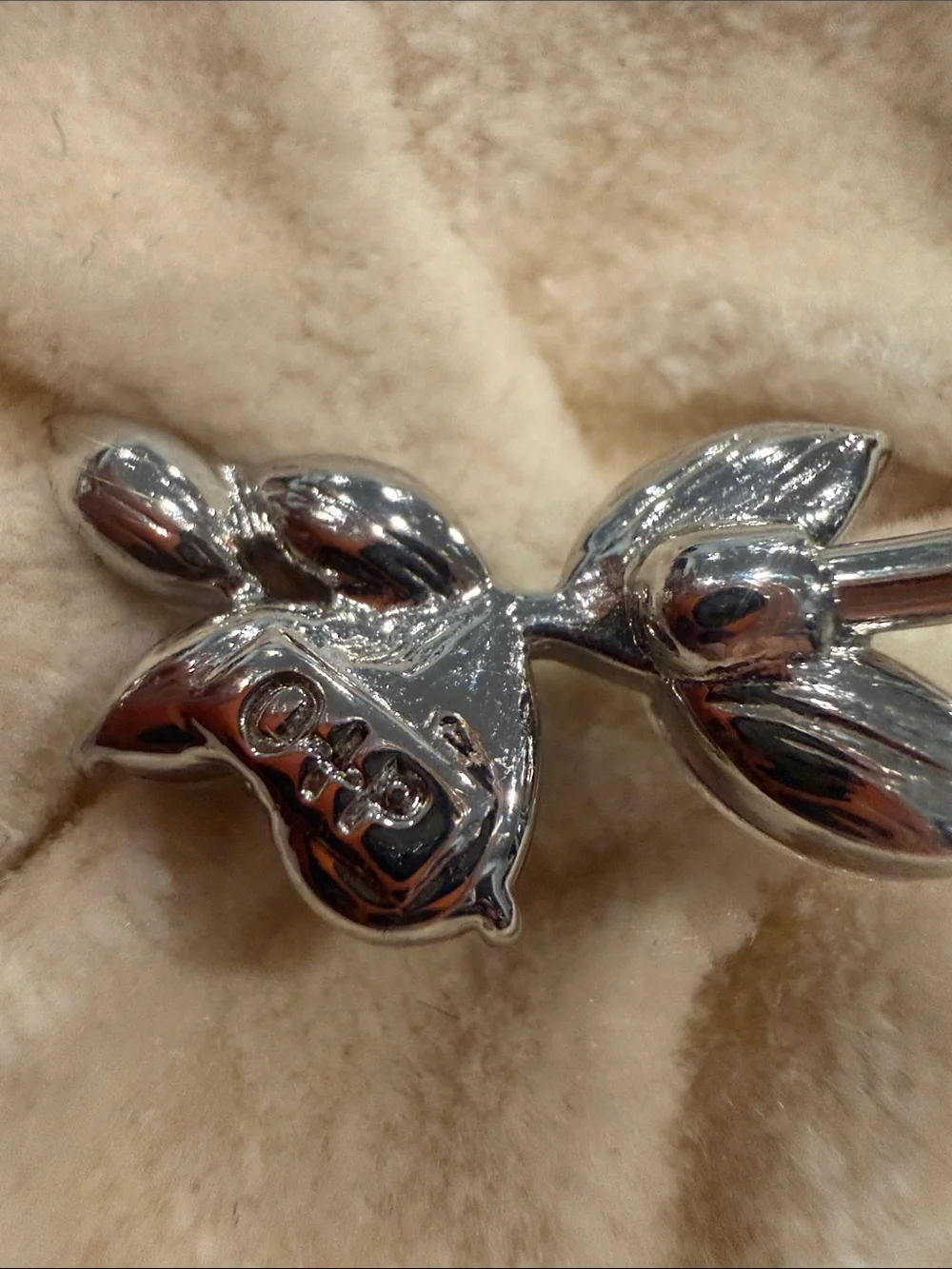 Open Cuff Bracelet with Clear Crystal Flower Accents - Silver Tone